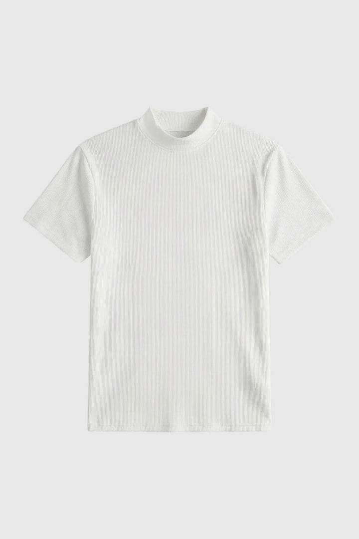 Figurbetontes Stretch-T-Shirt für Herren – Slim-Fit-Schnitt mit geripptem Kragen