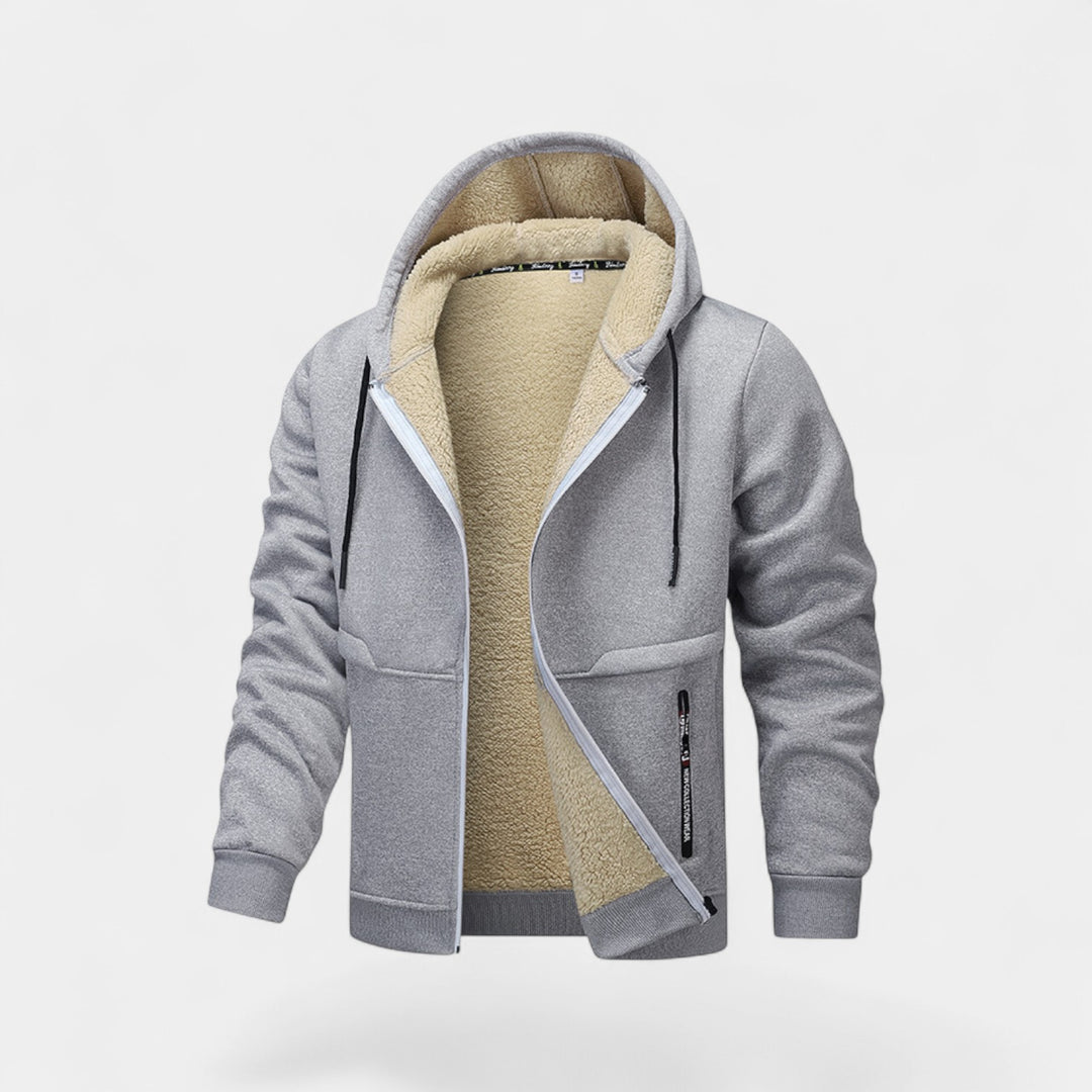 Men's Sherpa Fleece Hooded Cardigan with Zipper – Relaxed Fit