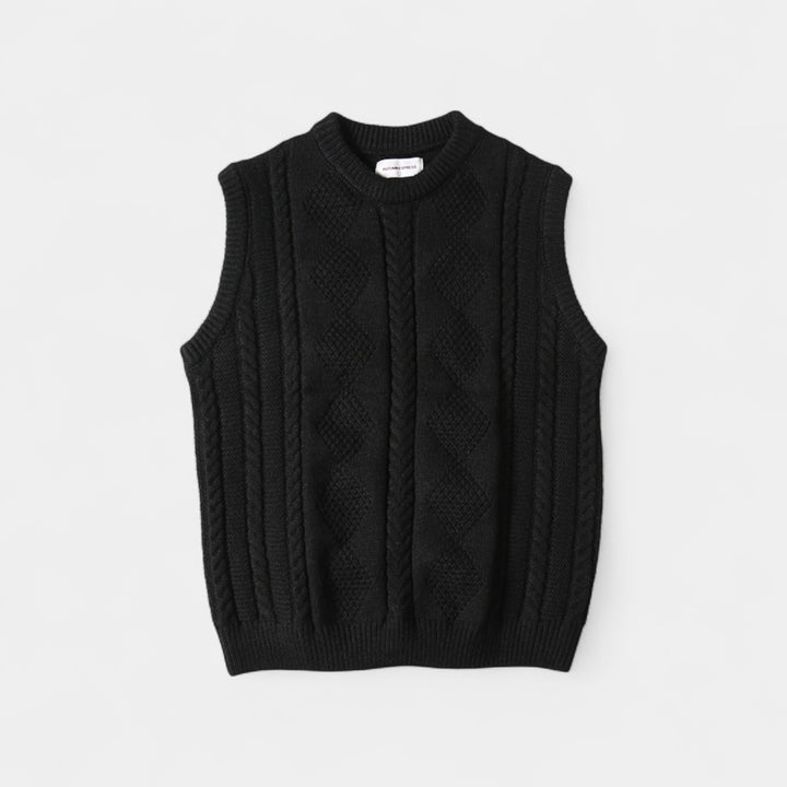 Riche | Men's cable-knit sweater - Quarter-length sleeves with refined buttons