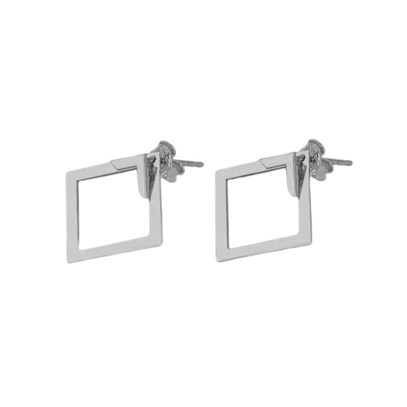 Riche | Boucles d’Oreilles Pendantes Carrées Géométriques Minimalistes Femme