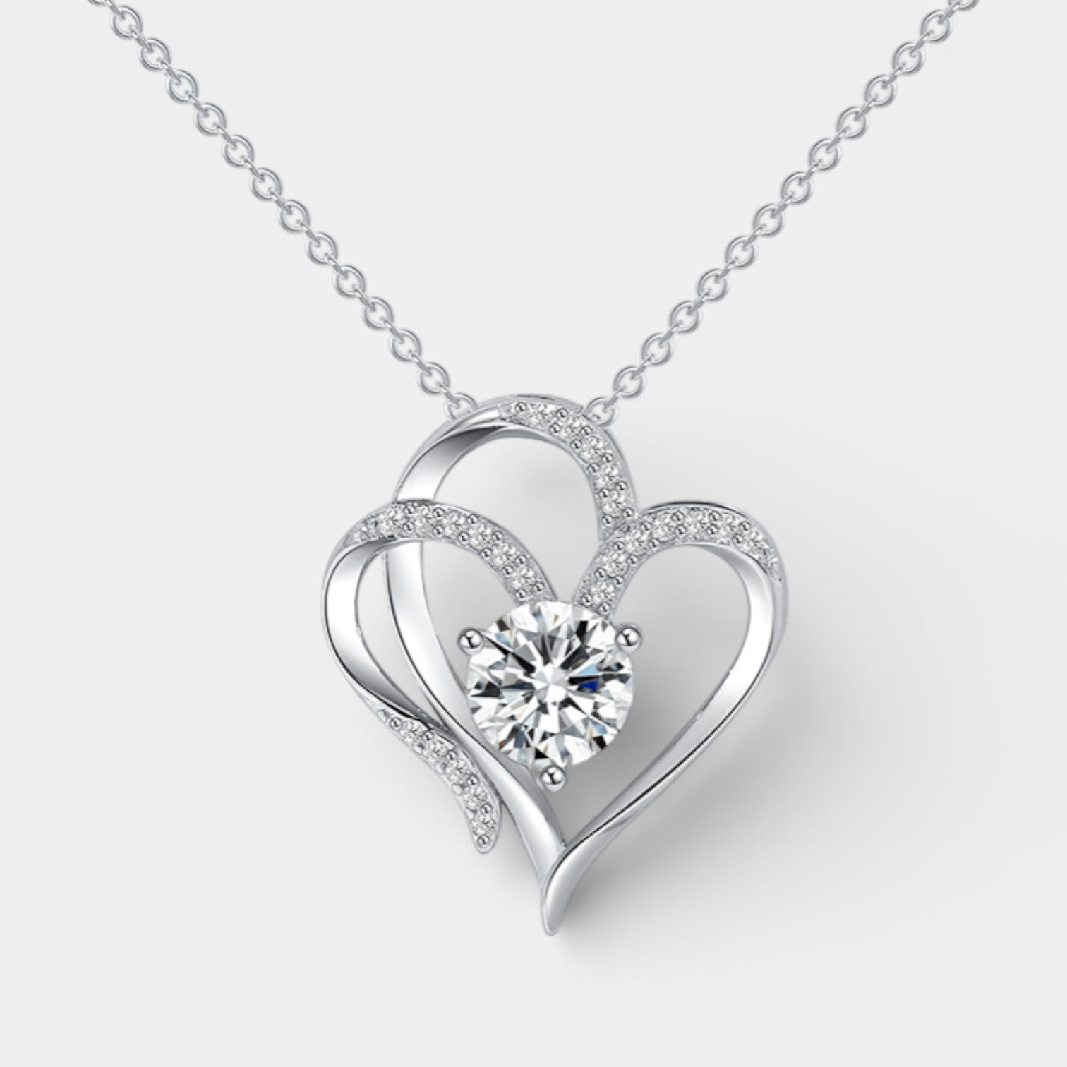 Riche | Collier Pendentif Double Cœur Sertis de Strass Femme