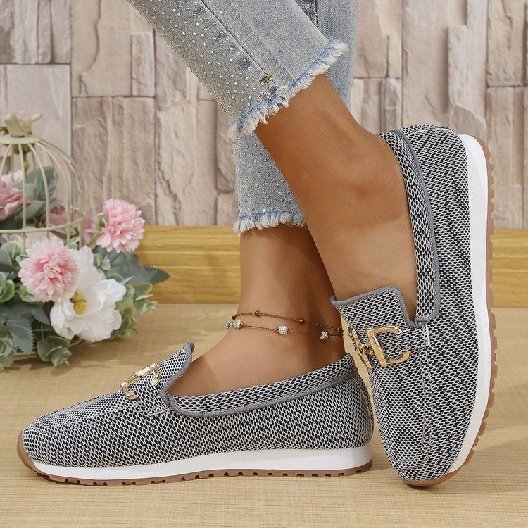 Women's Orthopedic Canvas Loafers – Easy Slip-On, Round Toe, Flexible Sole