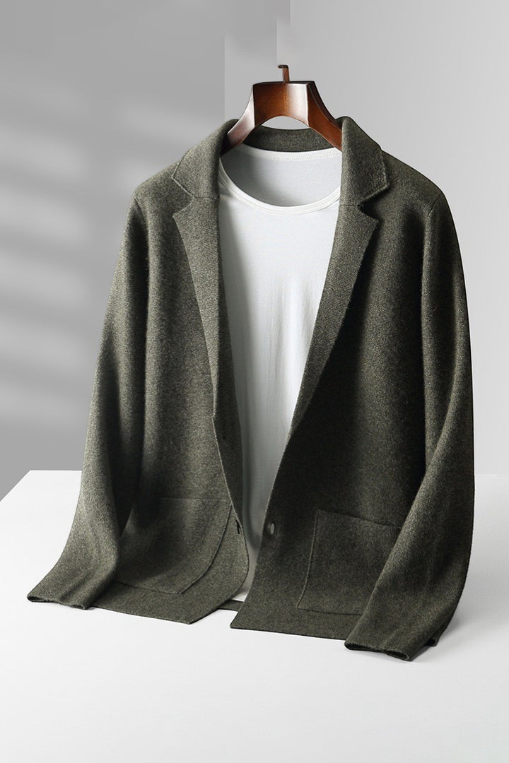 Herren-Strickjacke aus merzerisierter Baumwolle mit V-Ausschnitt – Lässiger, taillierter Schnitt