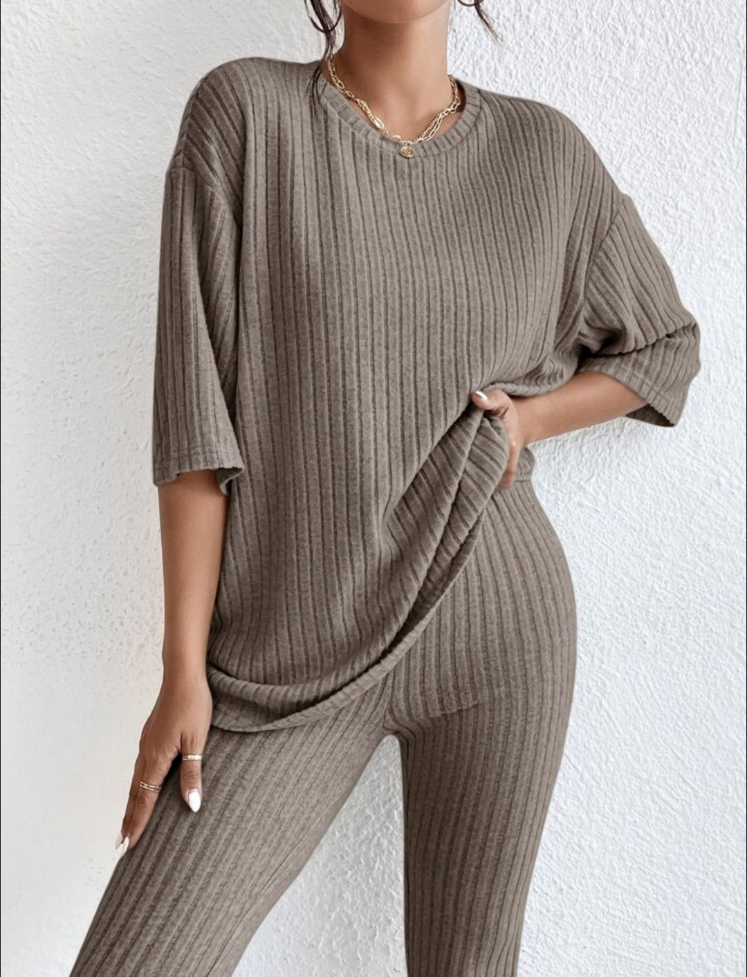 Ensemble Lounge Coton Femme – Côtelé Coupe Décontractée