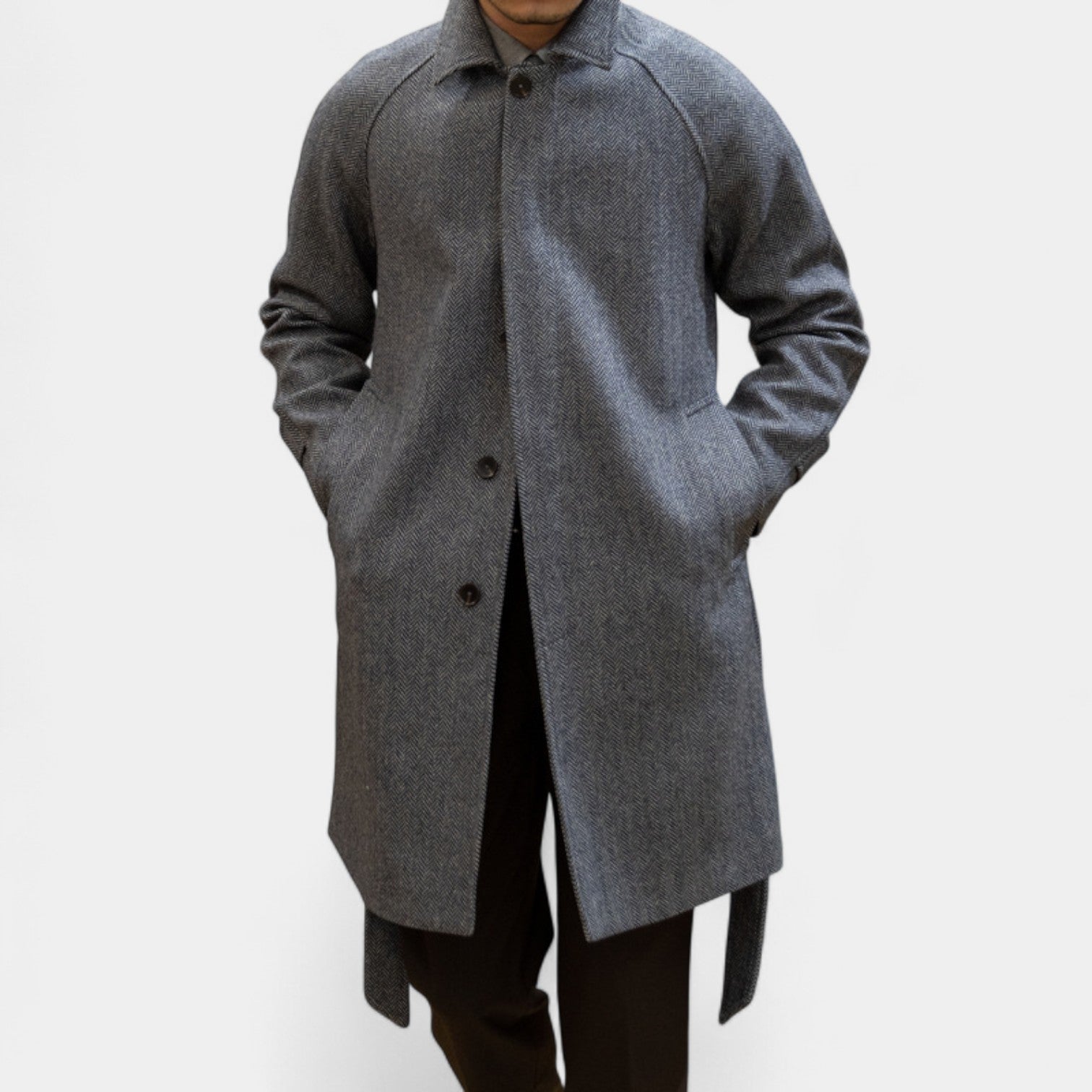 Riche | Trenchcoat homme laine chevrons slim fit – taillé, raffiné, silhouette intemporelle