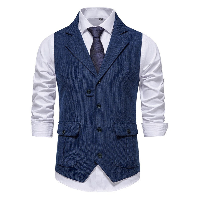 Gilet Homme Coton Motif Chevron – Coupe Ajustée Boutonnage Simple