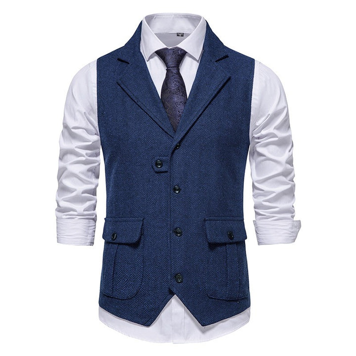 Gilet Homme Coton Motif Chevron – Coupe Ajustée Boutonnage Simple
