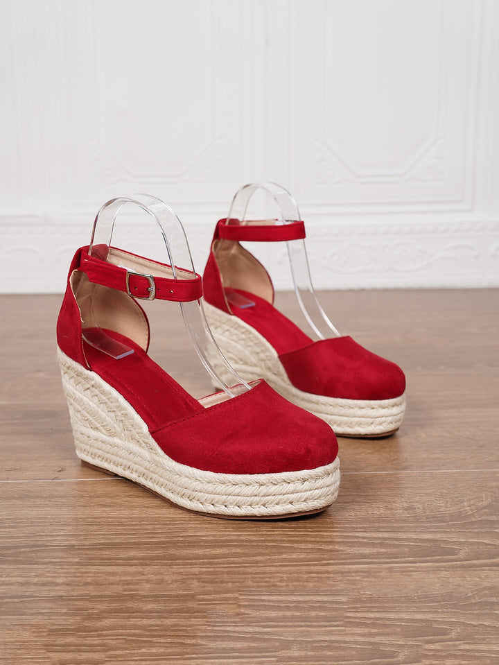 Sandales plateforme femme en suède – Bride cheville