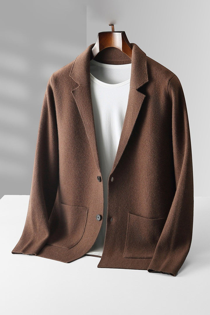 Herren-Strickjacke aus merzerisierter Baumwolle mit V-Ausschnitt – Lässiger, taillierter Schnitt