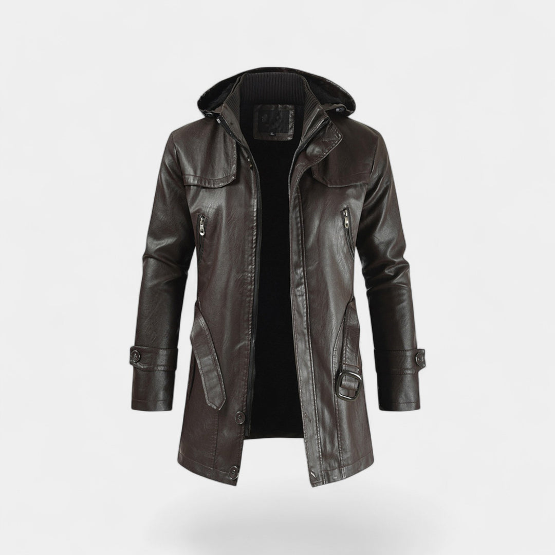 Riche | Manteau Homme en Cuir – Trench Mi-Long Coupe Moderne