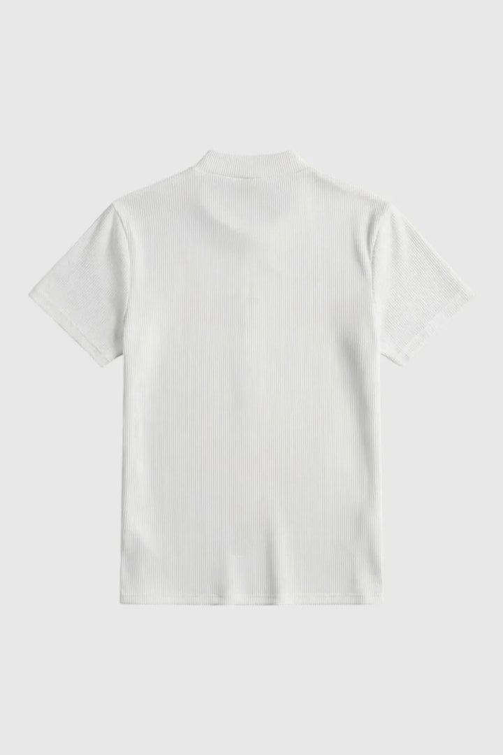Figurbetontes Stretch-T-Shirt für Herren – Slim-Fit-Schnitt mit geripptem Kragen