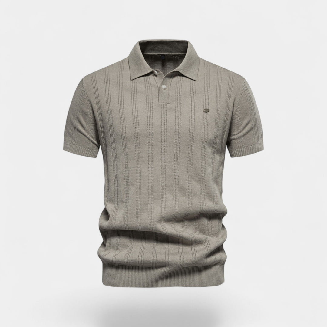 Herre-poloshirt i viskose – strikket poloshirt med korte ærmer og knaplukning ved halsen