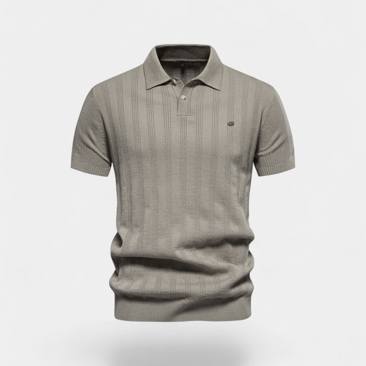 Herre-poloshirt i viskose – strikket poloshirt med korte ærmer og knaplukning ved halsen