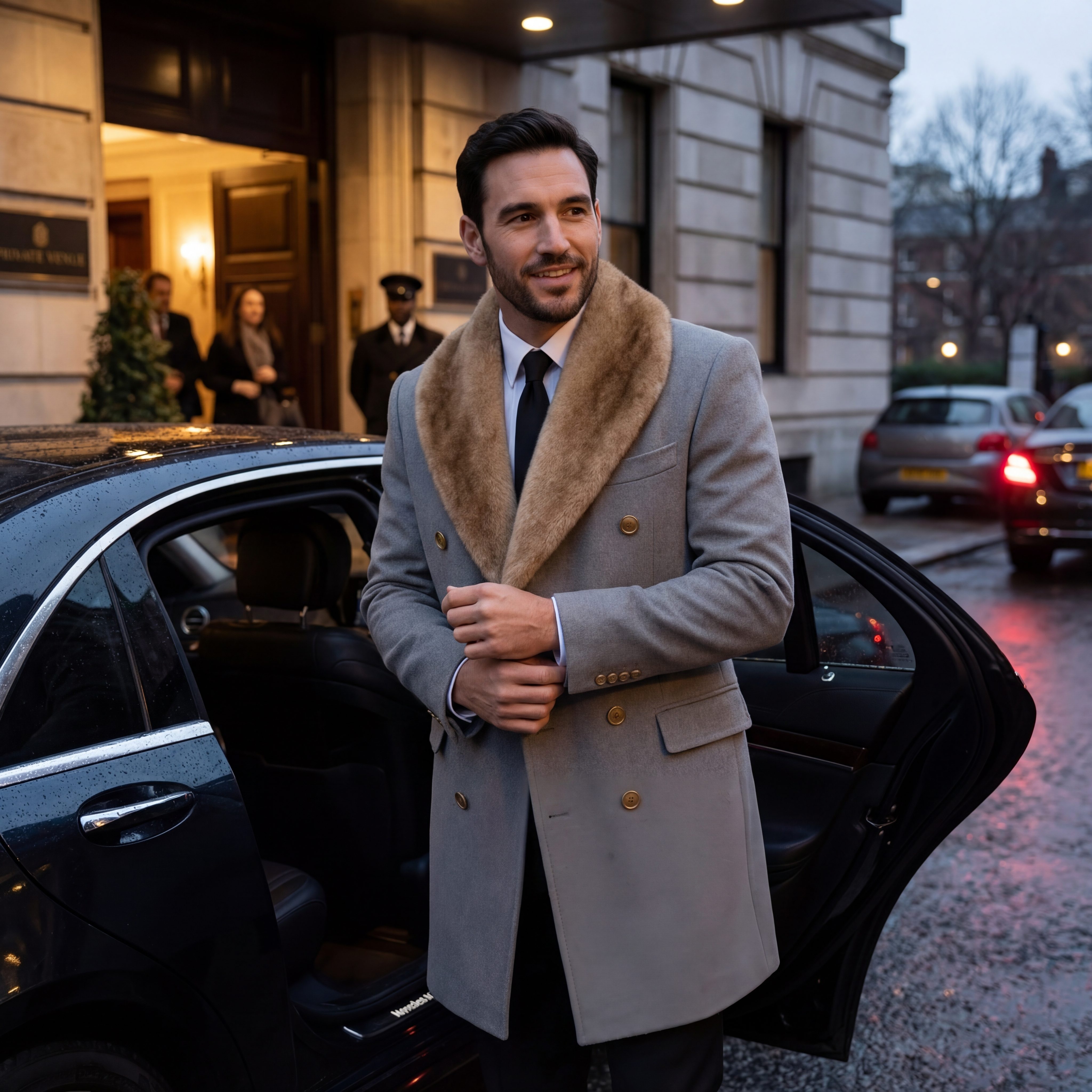 Riche | Veste homme mi-longue col polo en laine – raffinée, ajustée, silhouette hivernale