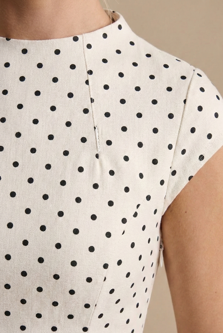 Robe Longue Femme à Pois – Légère Coupe A-Line Sans Manches