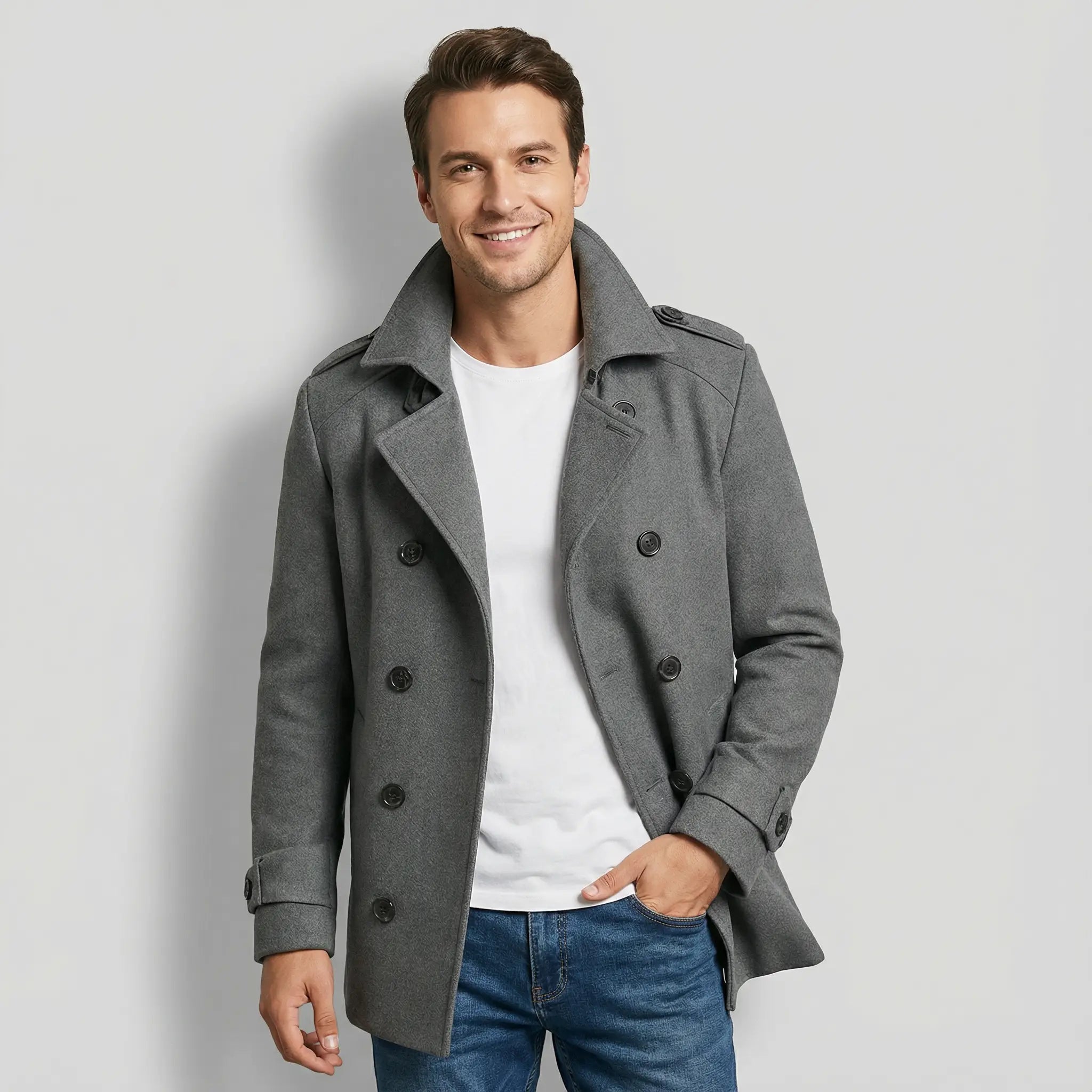 Riche | Manteau trench mi-long homme en coton mélangé