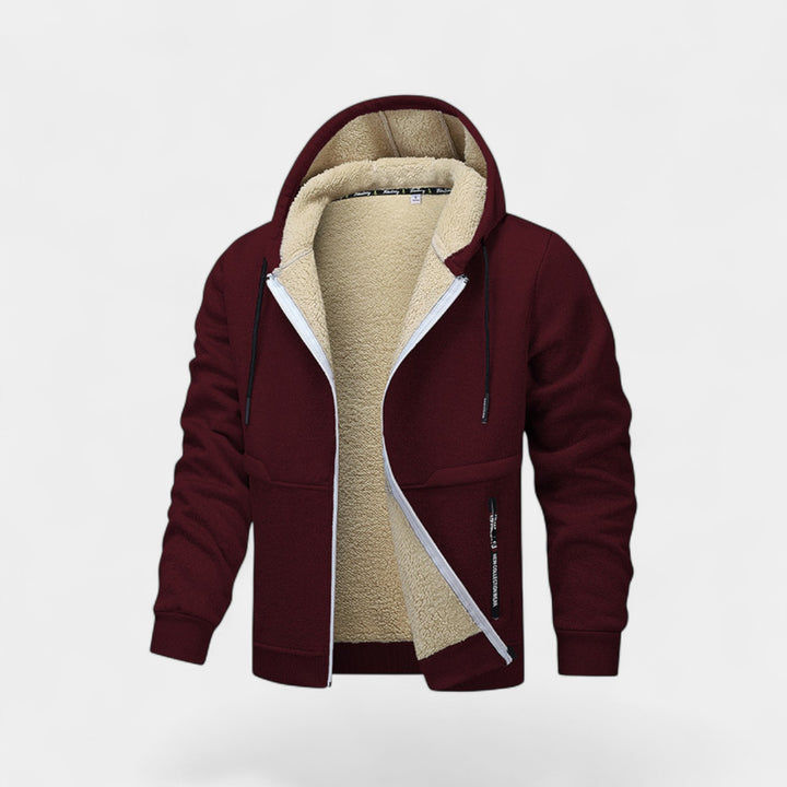 Men's Sherpa Fleece Hooded Cardigan with Zipper – Relaxed Fit