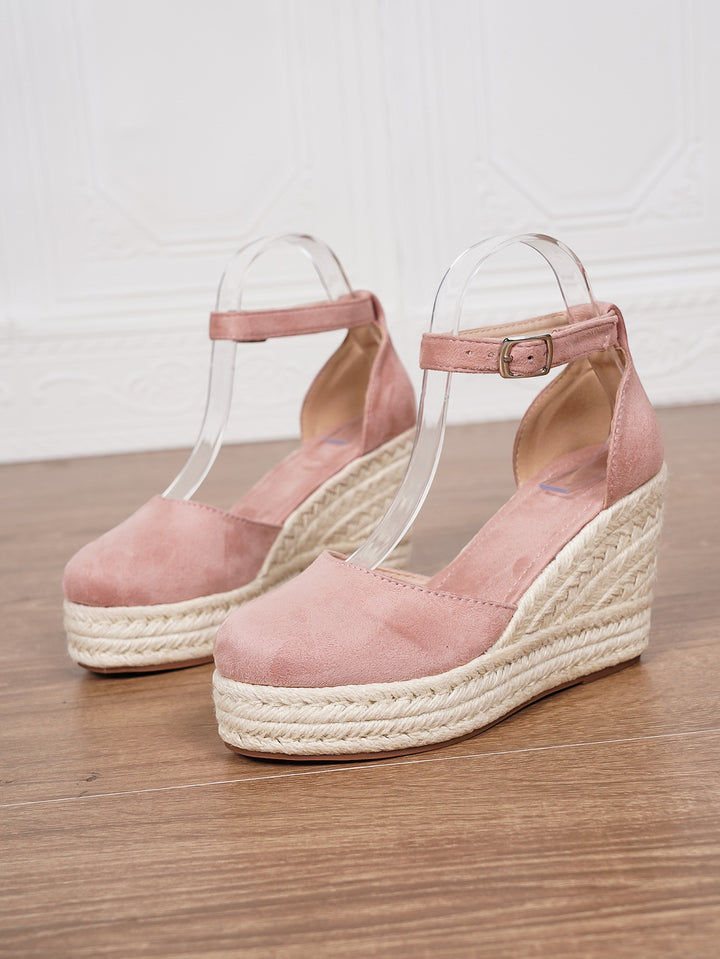 Sandales plateforme femme en suède – Bride cheville
