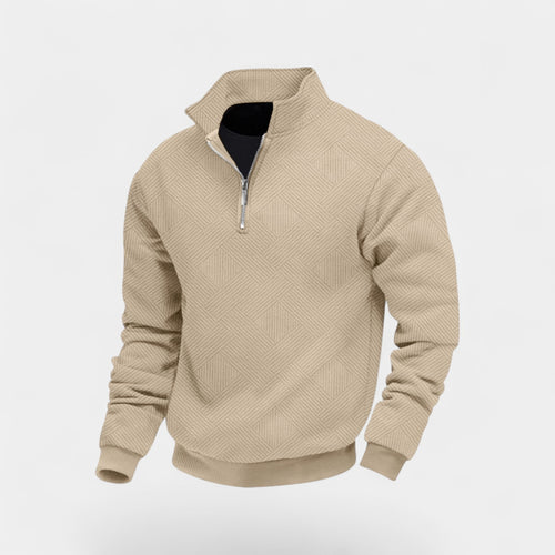 Riche | Quart-zip homme col à revers fibre – Coupe décontractée minimaliste
