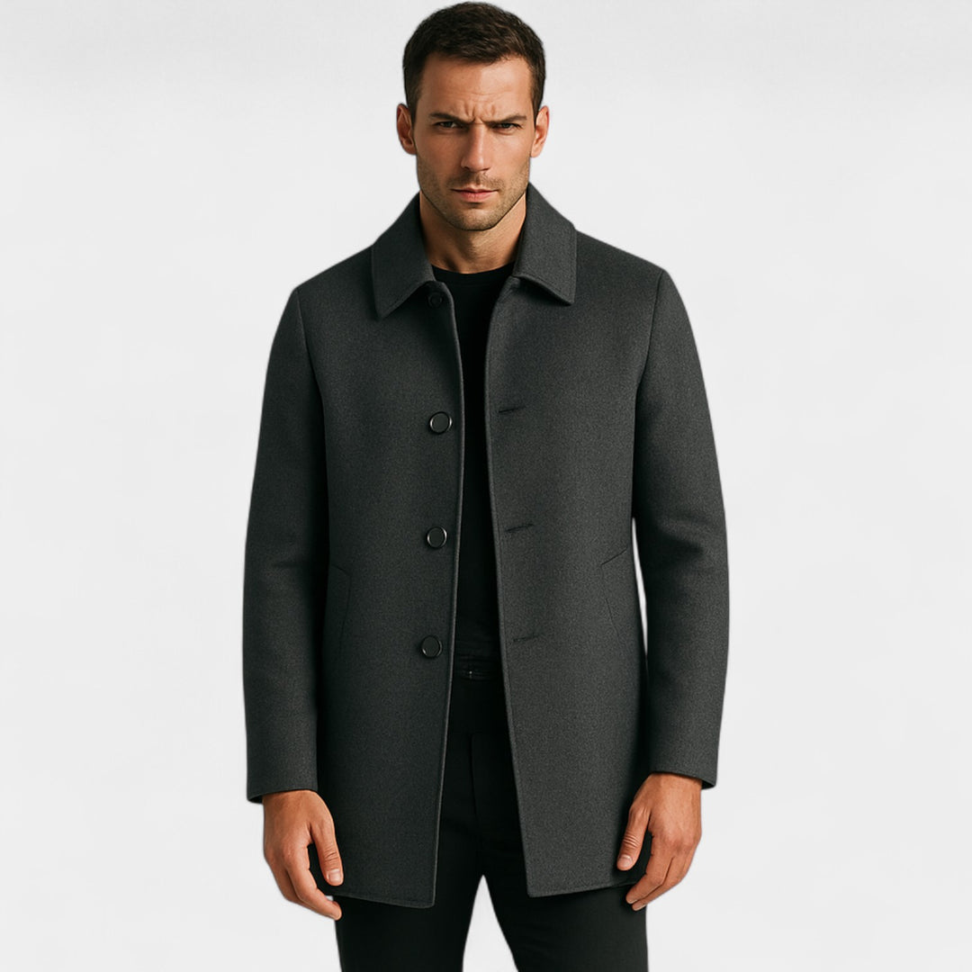 Manteau Homme en Laine à Col à Revers – Coupe Structurée Ajustée