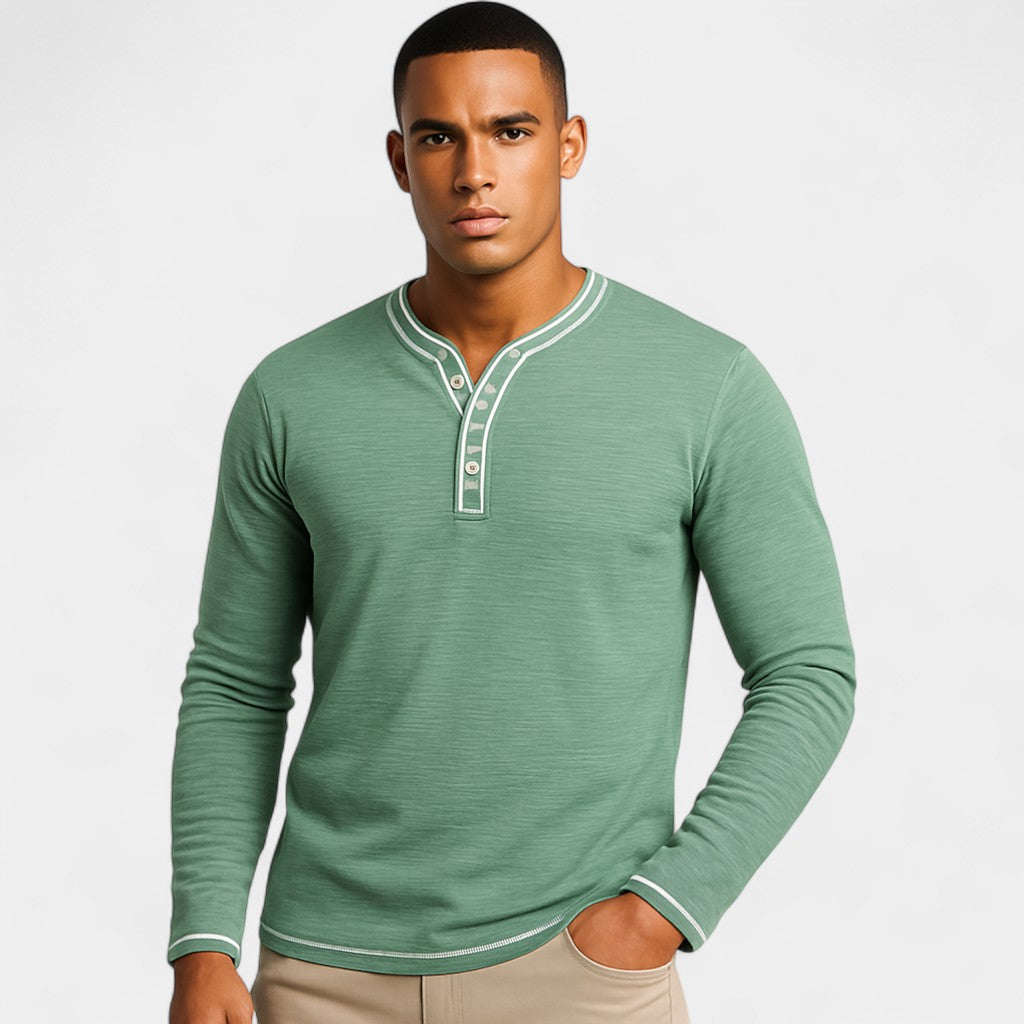 Riche | Henley homme coton stretch – Manches longues douces