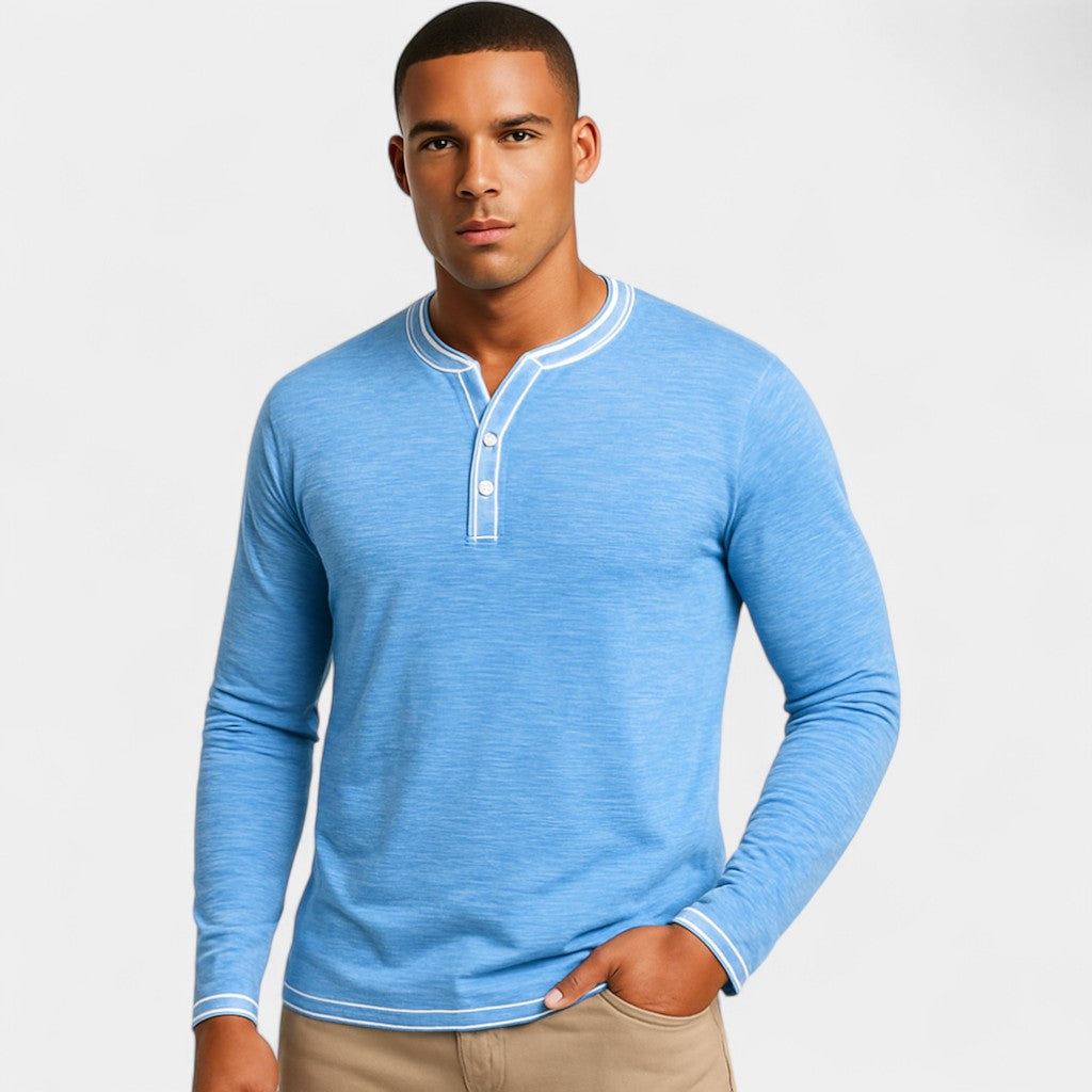 Riche | Henley homme coton stretch – Manches longues douces
