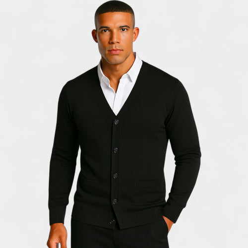 Riche | Cardigan homme coton coupe slim – Style boutonné minimaliste