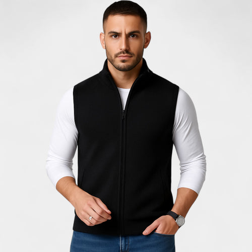 Riche | Gilet sans manches homme maille coton – Épais chaud fermeture zippée