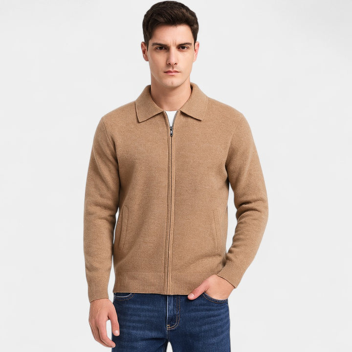 Riche | Men's Merino Wool Zip-Up Cardigan – Thick, Minimalist, Everyday