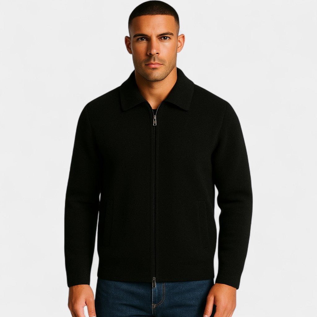 Riche | Cardigan zippé homme en mérinos – Épais, Minimal, Quotidien