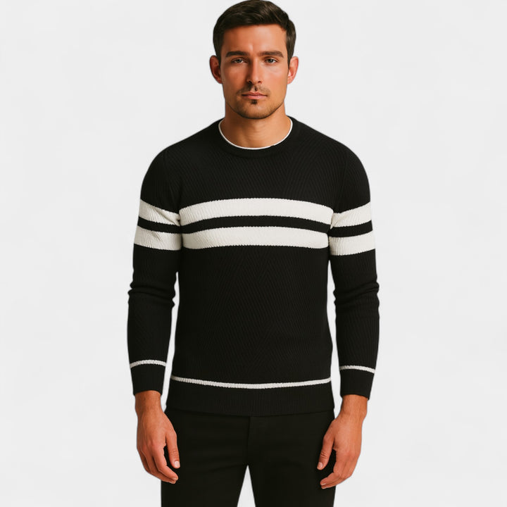 Riche | Pull homme laine rayé – décontracté raffiné