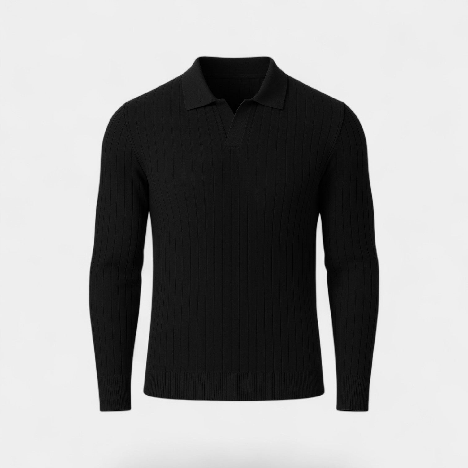 Riche | Polo rayé homme coton manches longues – style coréen minimal