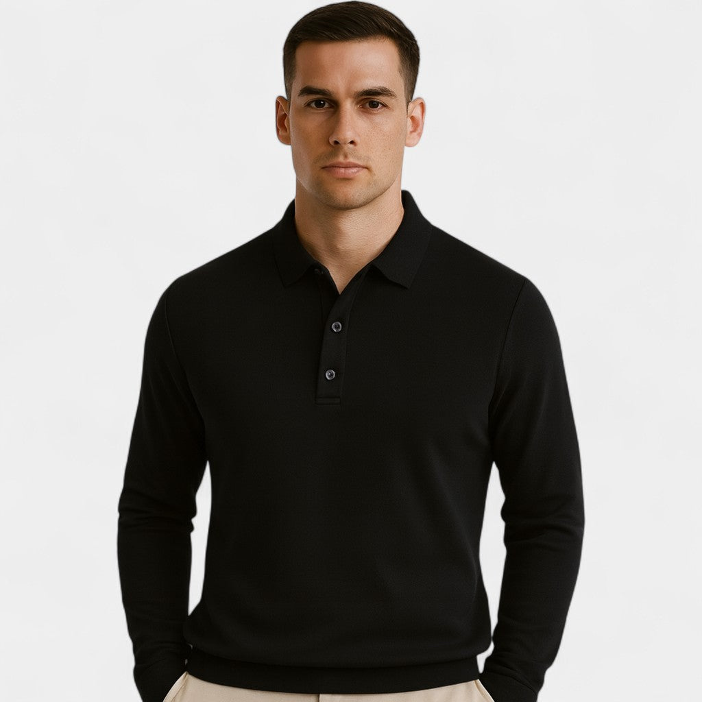 Riche | Polo homme coton manches longues – Coupe minimaliste formelle