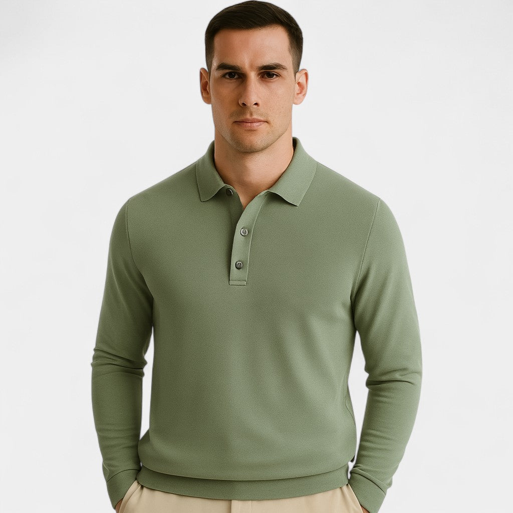 Riche | Polo homme coton manches longues – Coupe minimaliste formelle