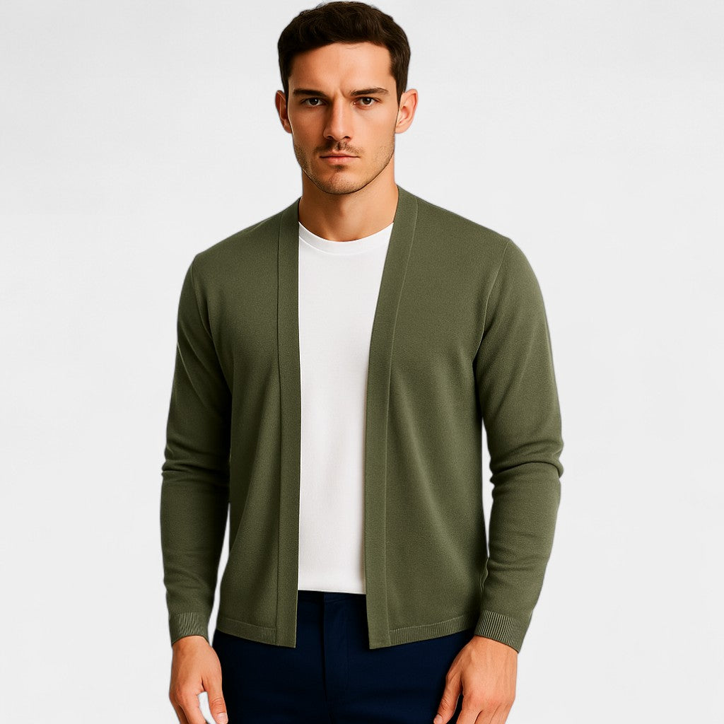 Riche | Men's Cotton Cardigan – Relaxed-Fit Basic