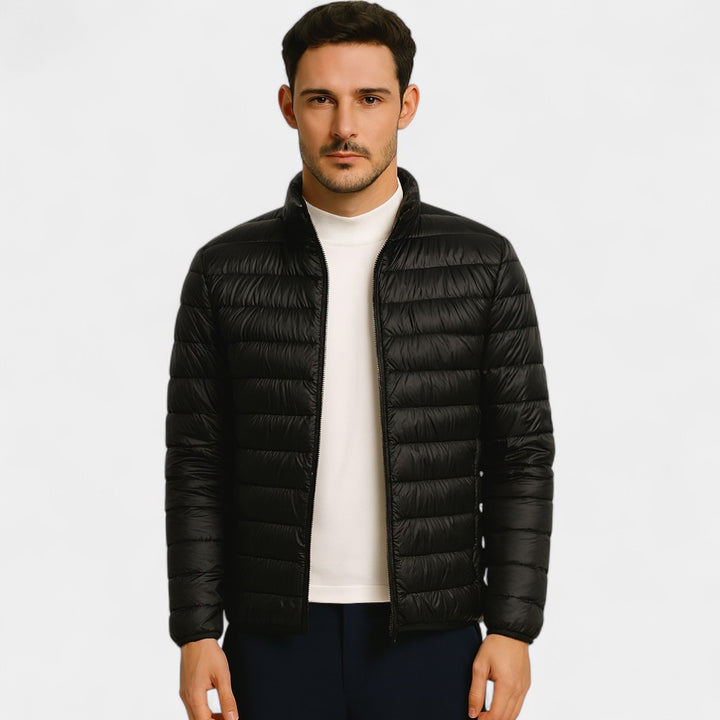 Riche | Men's lightweight wool puffer jacket – Ultra-thin stand-up collar