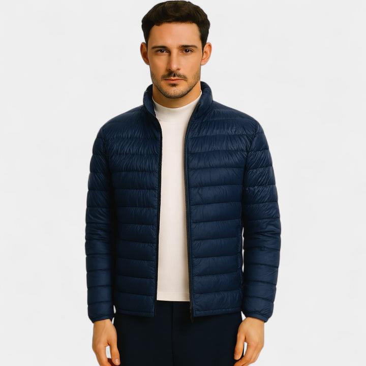Riche | Men's lightweight wool puffer jacket – Ultra-thin stand-up collar