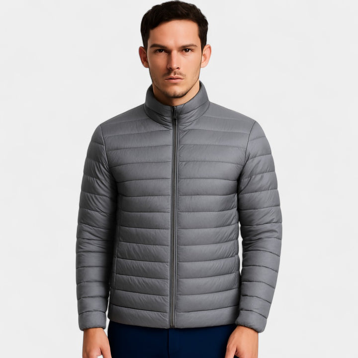Riche | Men's lightweight wool puffer jacket – Ultra-thin stand-up collar