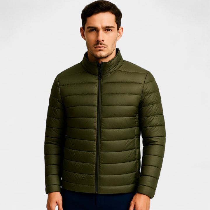 Riche | Men's lightweight wool puffer jacket – Ultra-thin stand-up collar