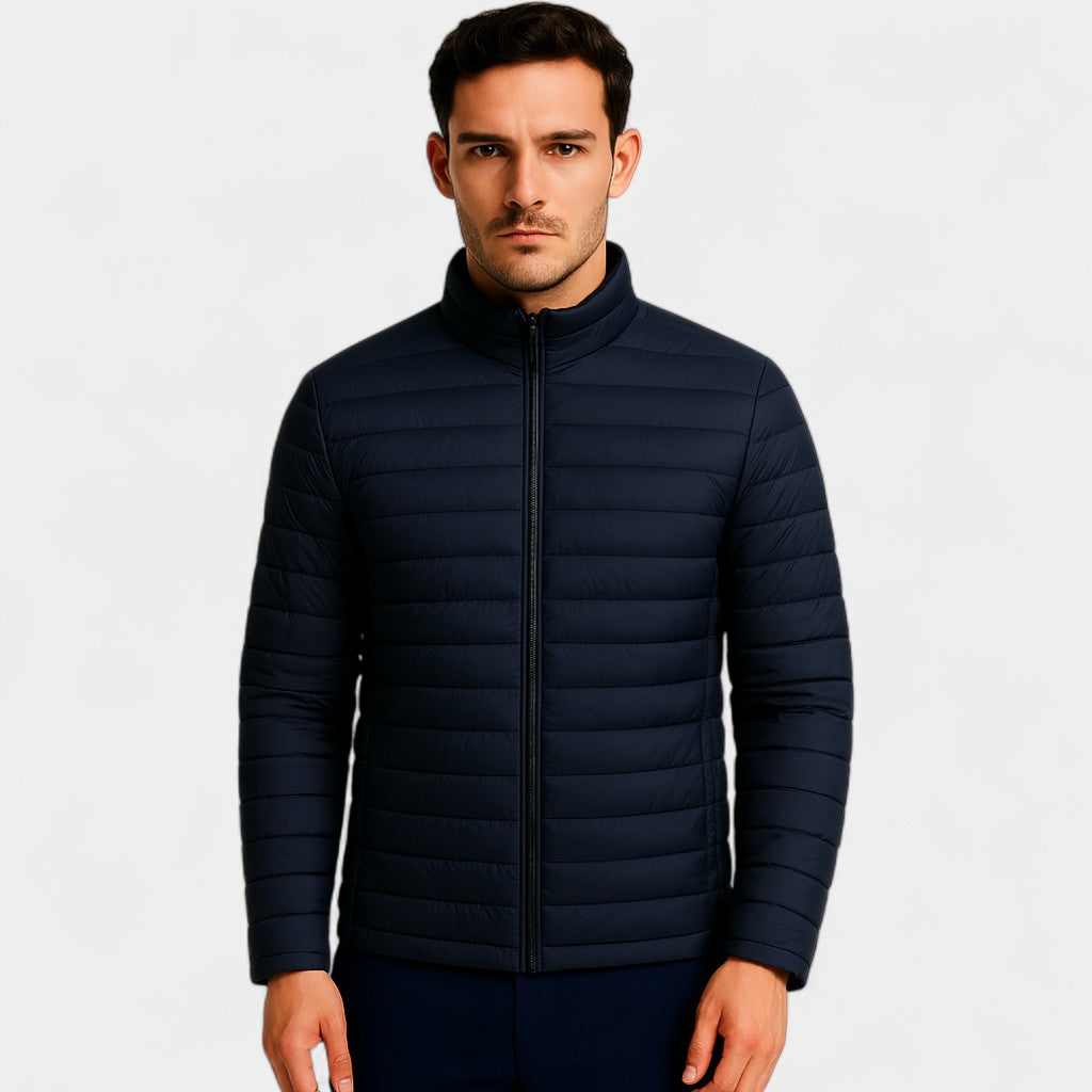 Riche | Men's lightweight wool puffer jacket – Ultra-thin stand-up collar