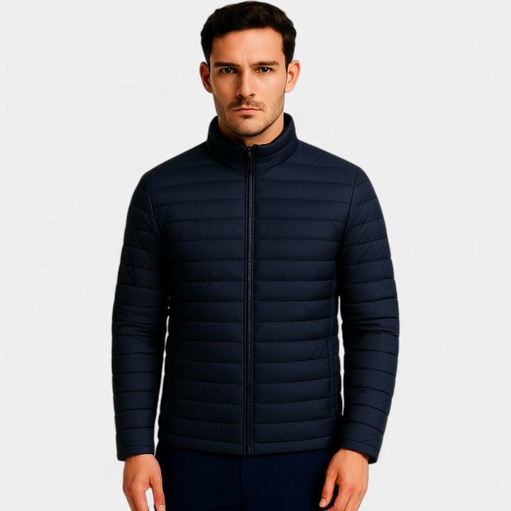 Riche | Men's lightweight wool puffer jacket – Ultra-thin stand-up collar