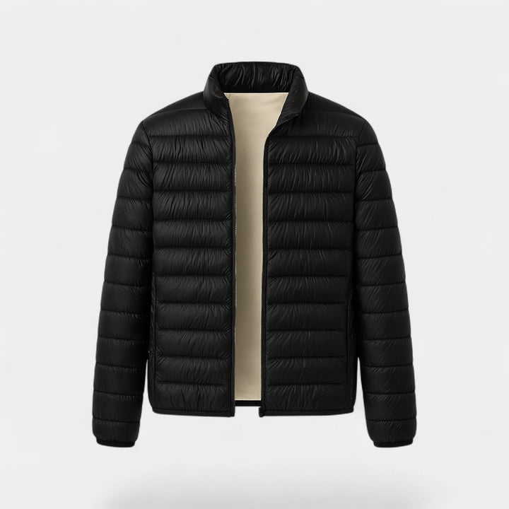 Riche | Men's lightweight wool puffer jacket – Ultra-thin stand-up collar
