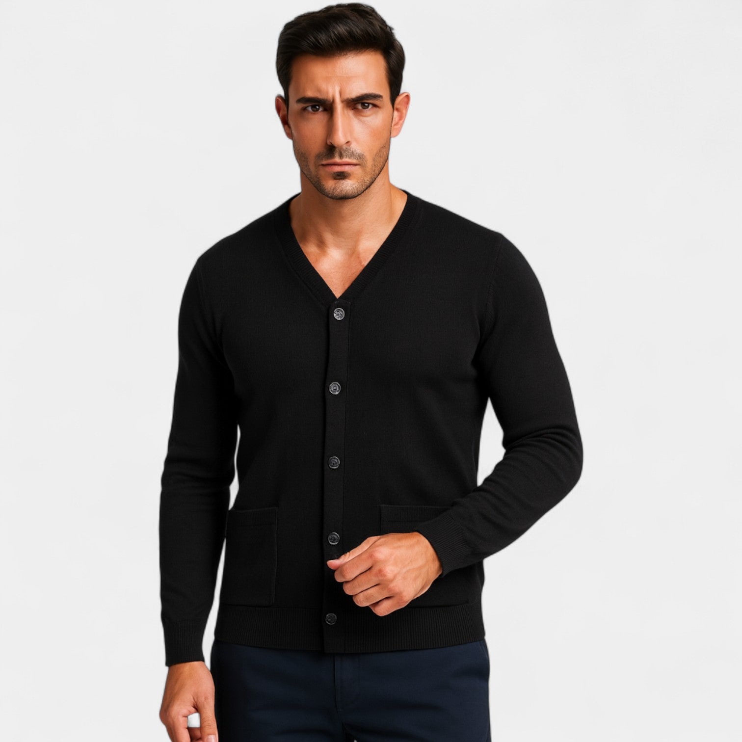 Riche | Gilet homme col V laine – minimaliste intemporel superposé
