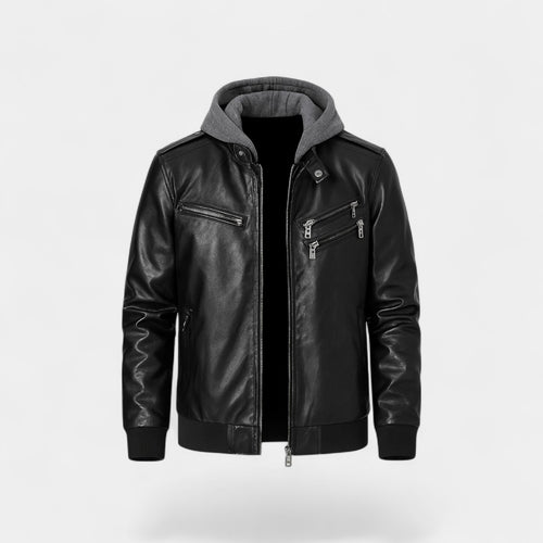 Riche | Manteau Homme Cuir avec Col en Fourrure – Veste Hivernale Classique