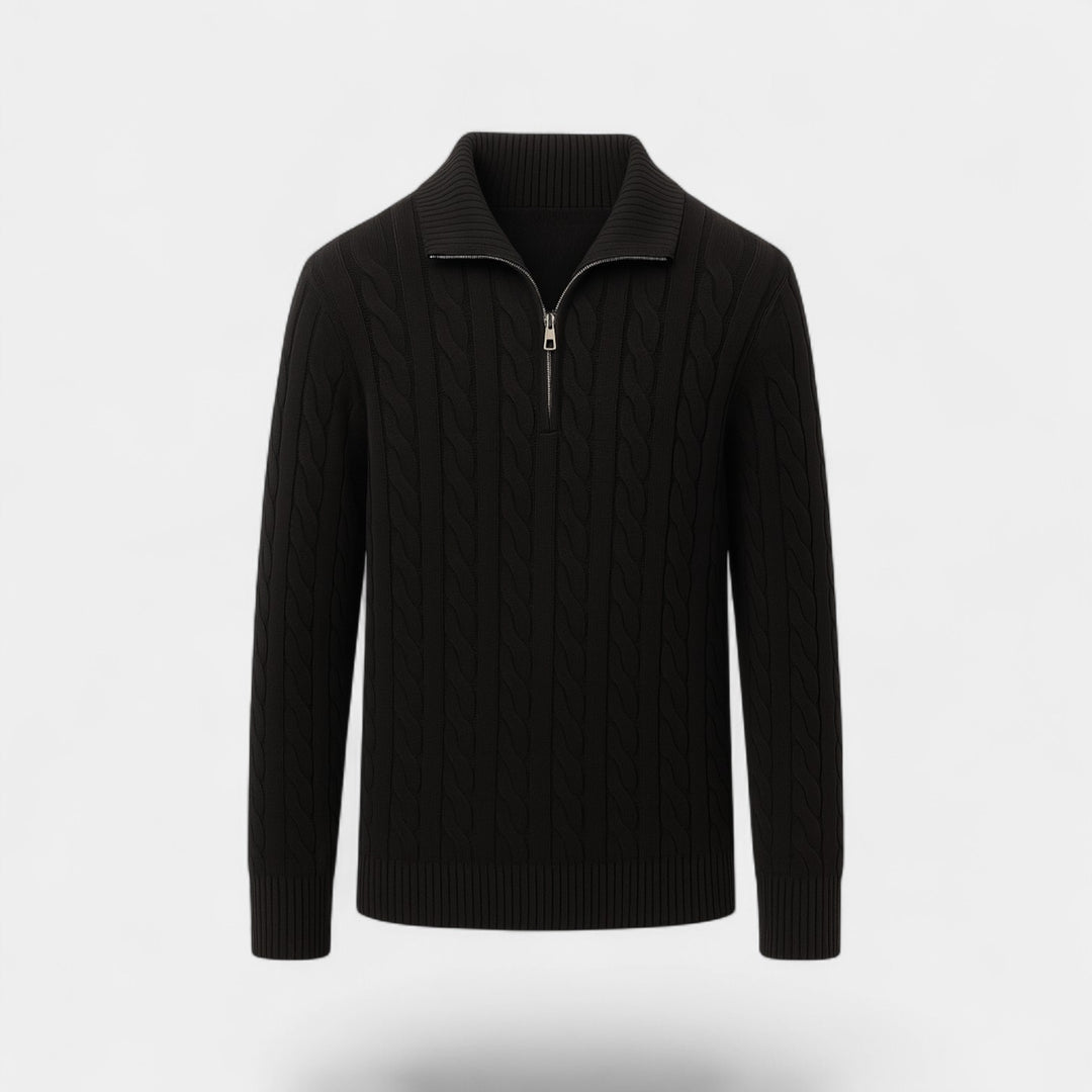 Riche | Pull zippé quart homme coton maille – Style minimaliste raffiné quotidien