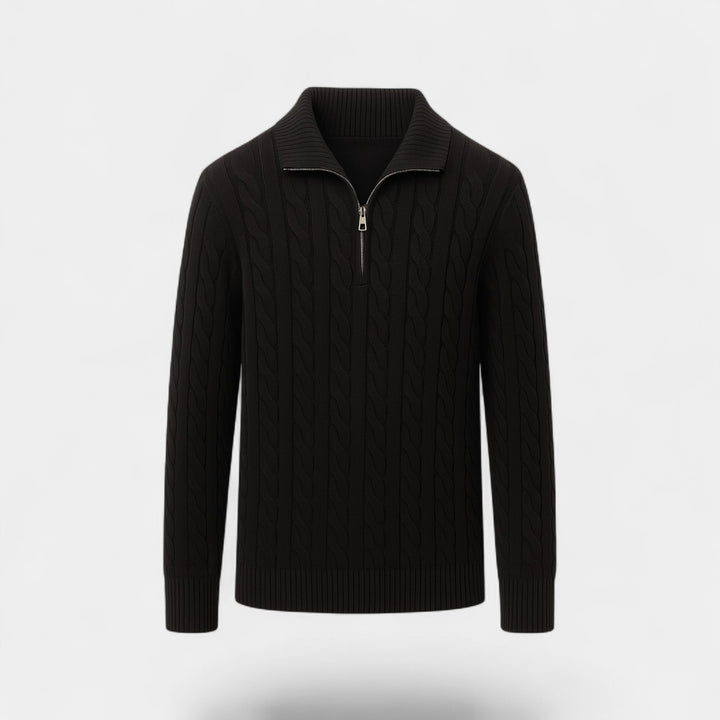 Riche | Pull zippé quart homme coton maille – Style minimaliste raffiné quotidien