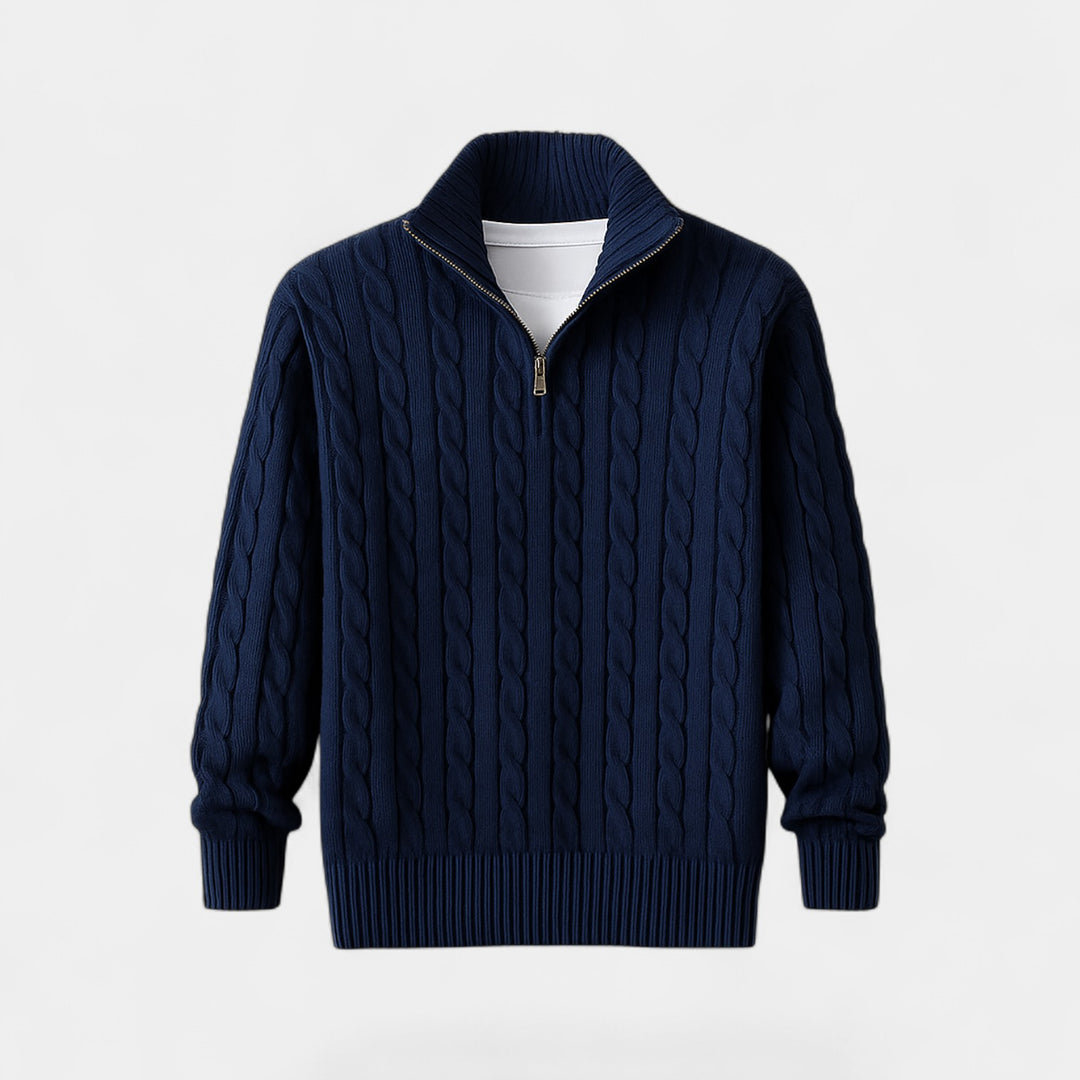 Riche | Pull zippé quart homme coton maille – Style minimaliste raffiné quotidien