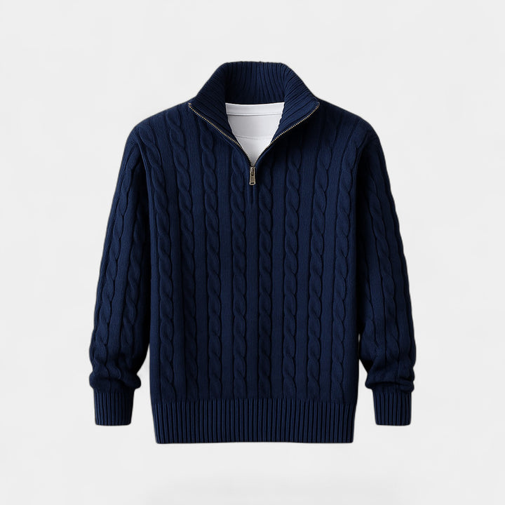 Riche | Pull zippé quart homme coton maille – Style minimaliste raffiné quotidien