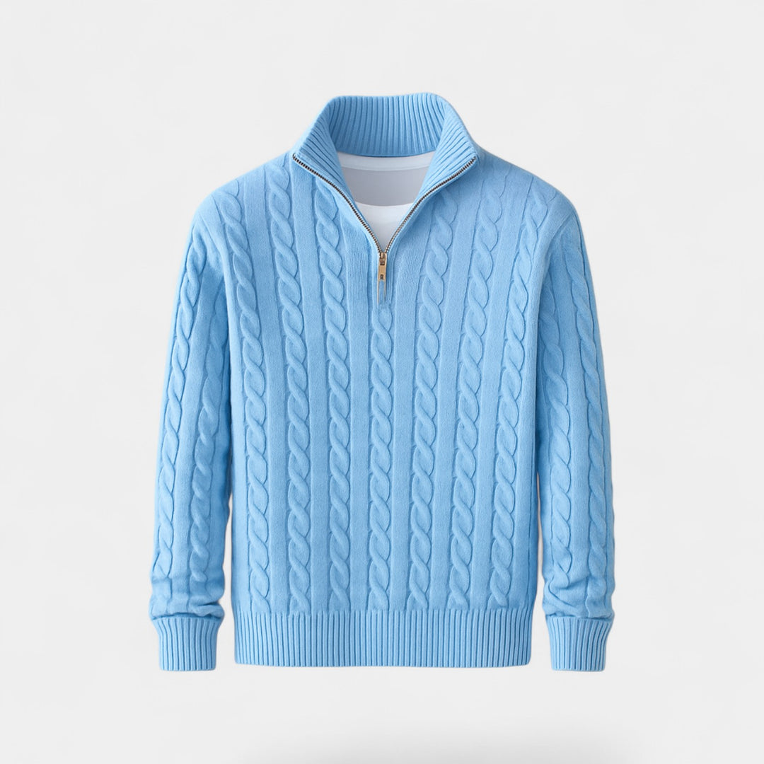 Riche | Pull zippé quart homme coton maille – Style minimaliste raffiné quotidien