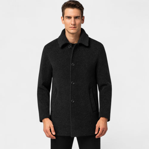 Riche | Manteau trench en laine homme col doublé de fourrure – Élégance d’hiver intemporelle